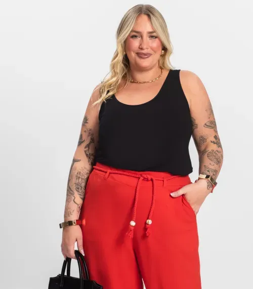 Regata Feminina Plus Size Secret Glam Preto
