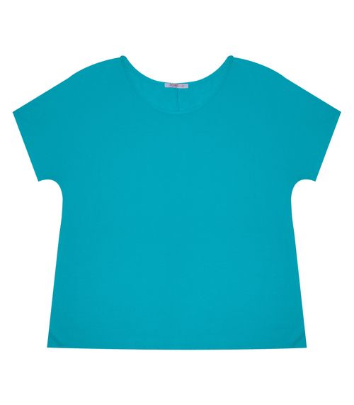 Blusa Manga Curta Feminina Plus Size Secret Glam Azul