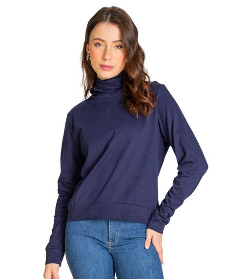 Blusão Gola Alta Infinita Cor Feminino Azul