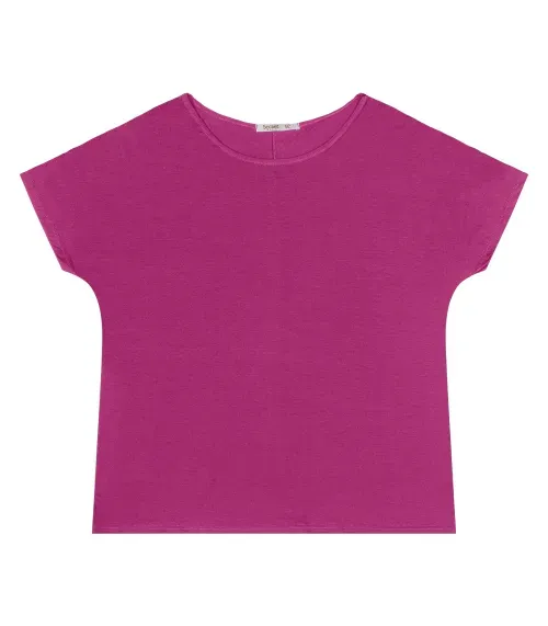 Blusa Manga Curta Feminina Plus Size Secret Glam Roxo