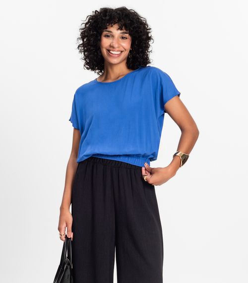 Blusa Feminina manga curta Infinita Cor Azul