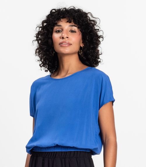 Blusa Feminina manga curta Infinita Cor Azul