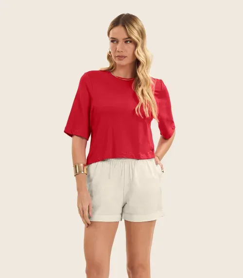 Blusa Feminina Manga Curta em Molecotton Endless Vermelho
