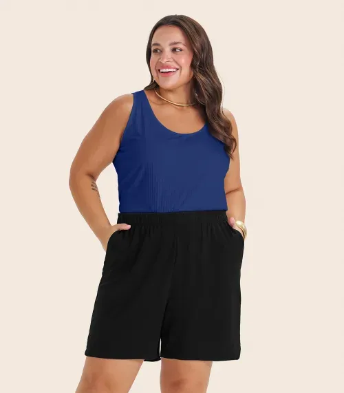 Regata Plus Size Em Ribana Canelada Secret Glam Azul