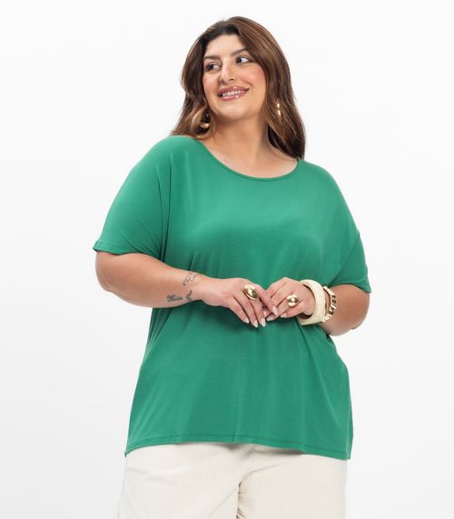 Blusa Manga Curta Feminina Plus Size Secret Glam Verde