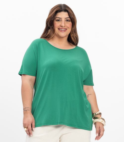 Blusa Manga Curta Feminina Plus Size Secret Glam Verde