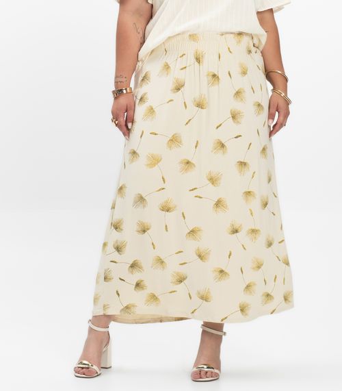 Saia Midi Plus Size Infinita Cor Bege