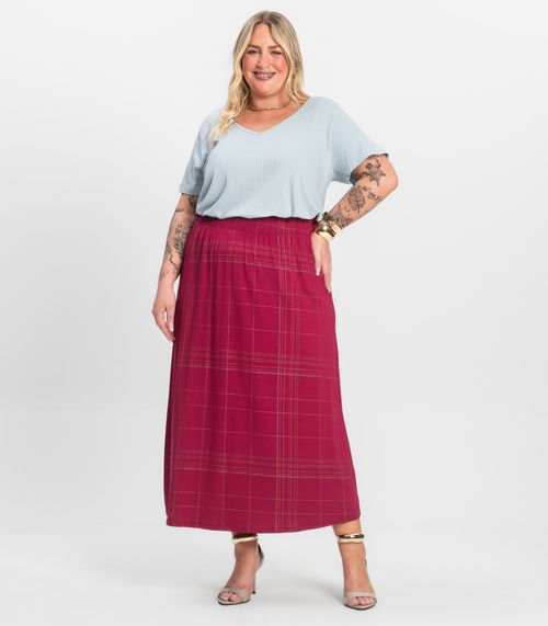 Saia Midi Plus Size Infinita Cor Vermelho