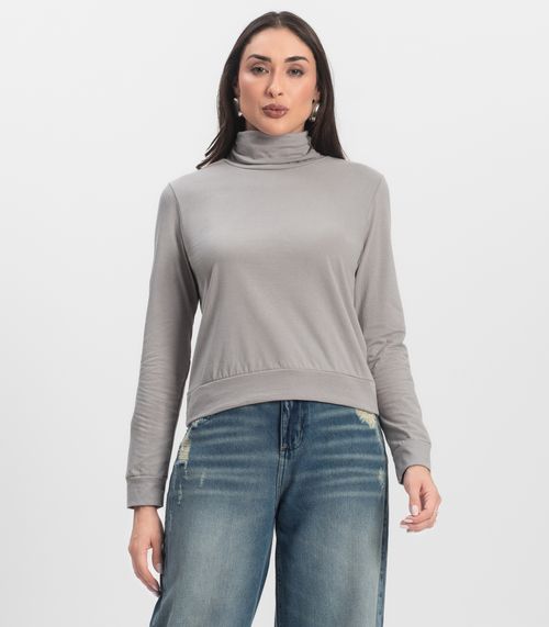Blusão Gola Alta Infinita Cor Feminino Cinza