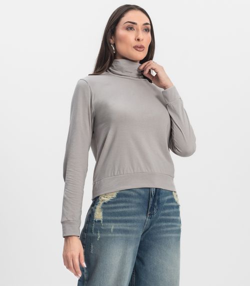 Blusão Gola Alta Infinita Cor Feminino Cinza