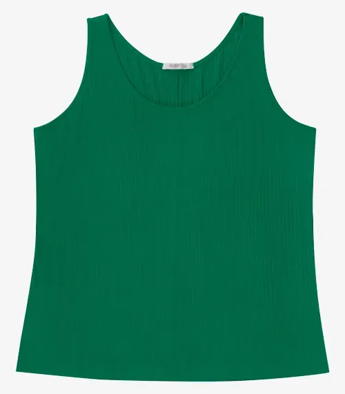 Regata Plus Size Em Ribana Canelada Secret Glam Verde