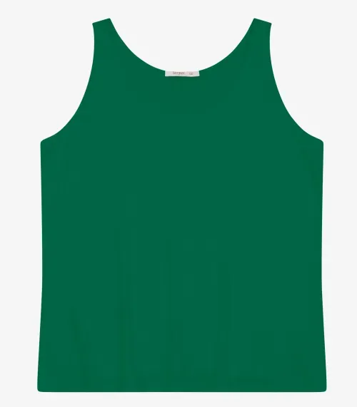 Regata Plus Size Em Ribana Canelada Secret Glam Verde