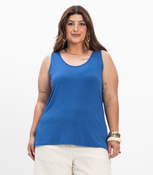 Regata Feminina Plus Size Secret Glam Azul