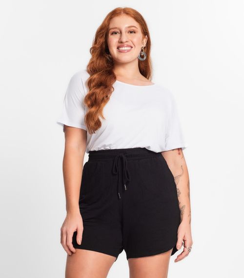 Blusa Manga Curta Feminina Plus Size Secret Glam Branco