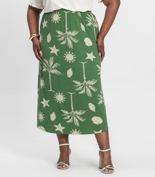 Saia Midi Plus Size Infinita Cor Verde