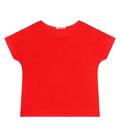 Blusa Manga Curta Feminina Plus Size Secret Glam Laranja