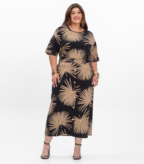 Saia Midi Feminina Plus Size Secret Glam Preto