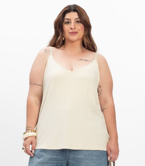 Regata Feminina Plus Size Secret Glam Bege