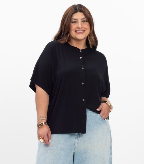 Camisa Feminina Plus Size Secret Glam Preto