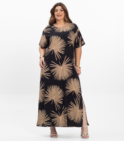 Vestido Midi Feminino Plus Size Secert Glam Preto