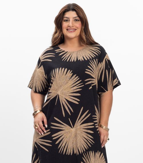 Vestido Midi Feminino Plus Size Secert Glam Preto