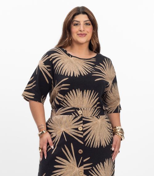 Blusa Feminina Plus Size Secret Glam Preto