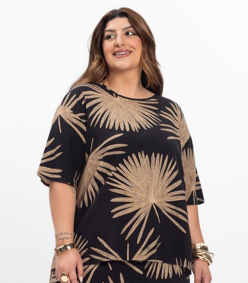 Blusa Feminina Plus Size Secret Glam Preto