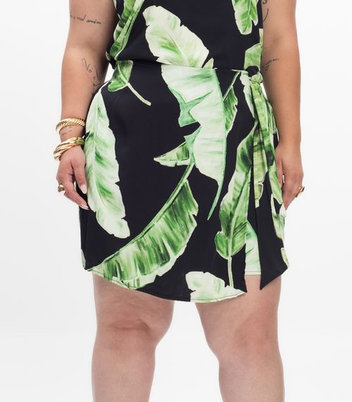 Shorts Saia Feminino Plus Size Secret Glam Preto