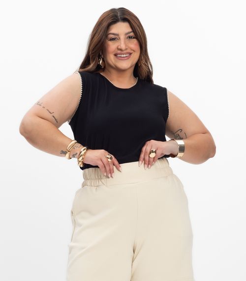 Regata Feminina Plus Size Secret Glam Preto