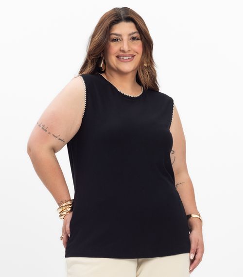 Regata Feminina Plus Size Secret Glam Preto