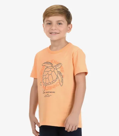 Conjunto Camiseta com Bermuda Masculino Rovi Kids Laranja