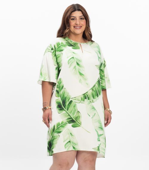 Vestido Feminino Plus Size Curto Secret Glam Bege