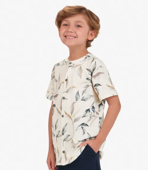 Conjunto Camisa com Bermuda Masculino Trick Nick Bege