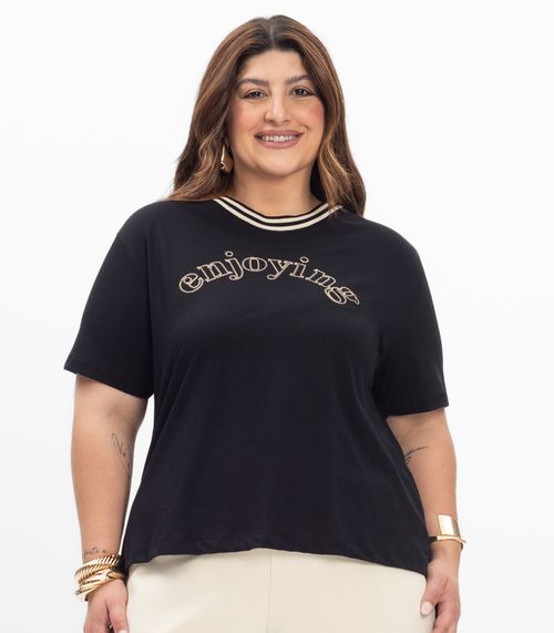 Blusa Feminina Plus Size Secret Glam Preto