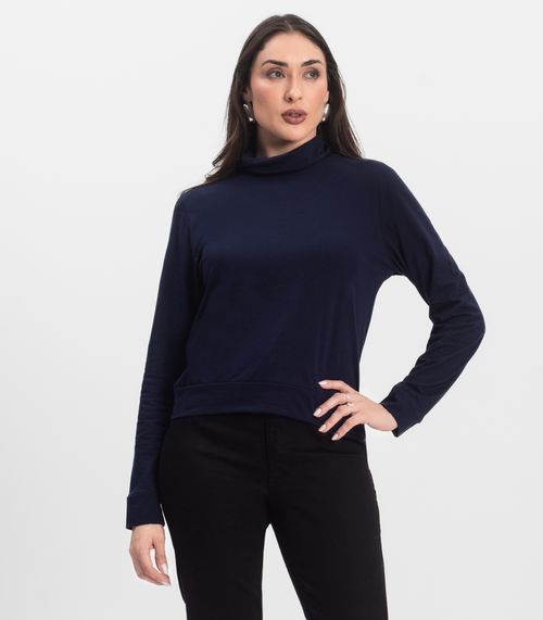 Blusão Gola Alta Infinita Cor Feminino Azul