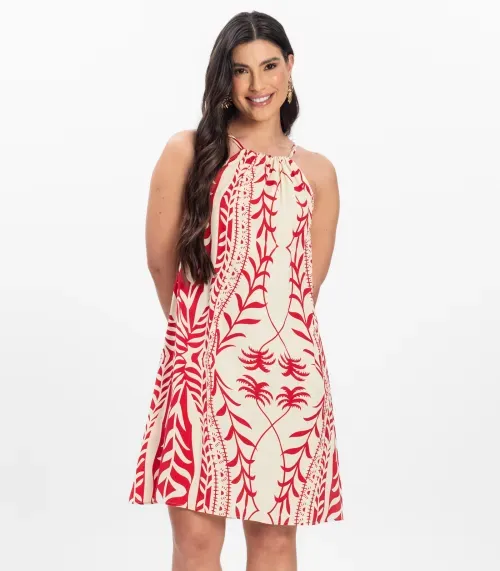 Vestido Curto Feminino Em Viscolinho Select Vermelho