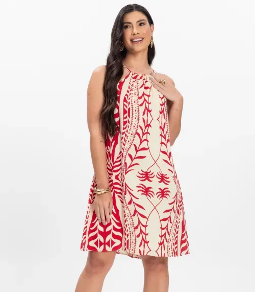 Vestido Curto Feminino Em Viscolinho Select Vermelho