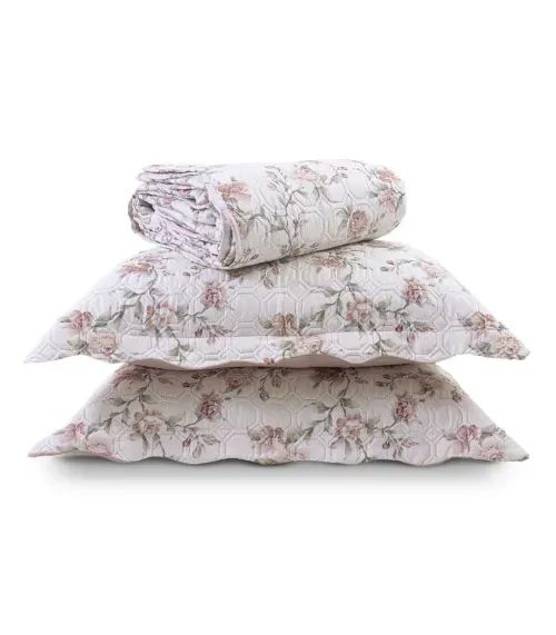 Kit Cobre Leito Matelassê Solteiro Appel Rosa