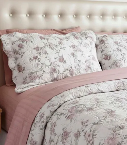 Kit Cobre Leito Matelassê Solteiro Appel Rosa