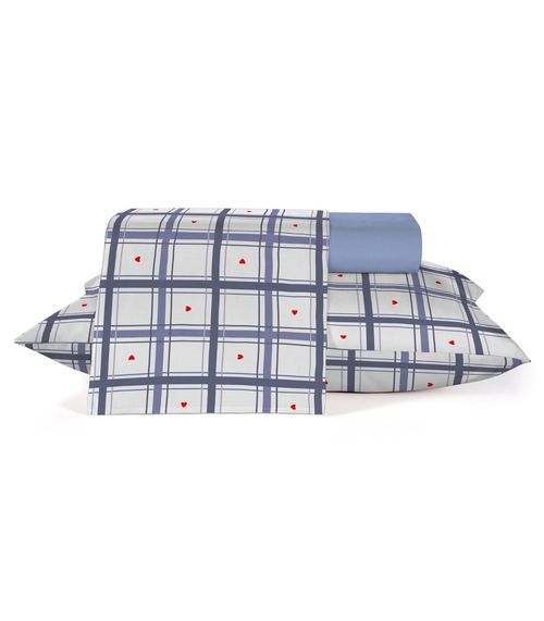 Jogo De Cama Classic Queen 4 Peças Teka Azul