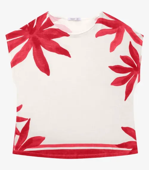 Blusa Manga Curta Feminina Plus Size Secret Glam Vermelho