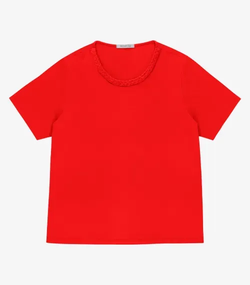 Blusa Manga Curta Feminina Plus Size Secret Glam Laranja