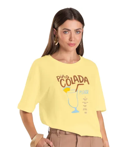 T- Shirt Feminina Oversized Dianna Amarelo