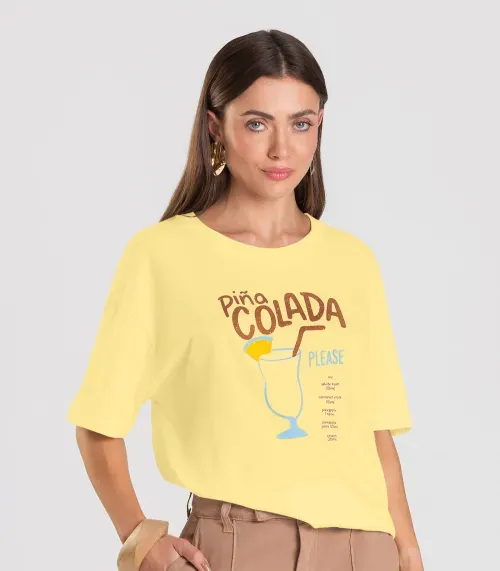 T- Shirt Feminina Oversized Dianna Amarelo