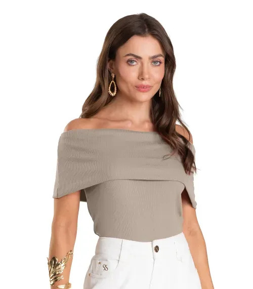 Blusa Feminina Ombro a Ombro Dianna Marrom