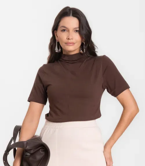 Blusa Feminina Cotton Leve Infinita Cor Marrom