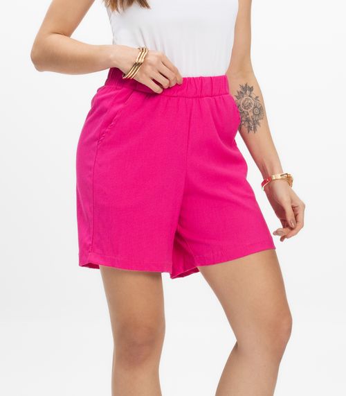 Bermuda Feminina Tecido Linho Rovitex Rosa