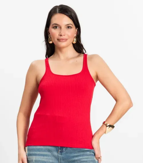 Regata em Ribana Canelada Rovitex Vermelho