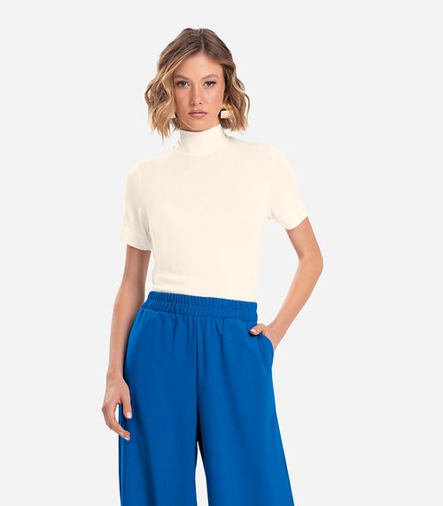 Blusa Feminina Gola Alta ViscoTrico Básica Endless Off White