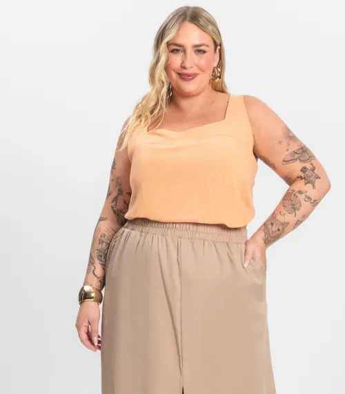 Regata Feminina Plus Size Secret Glam Laranja